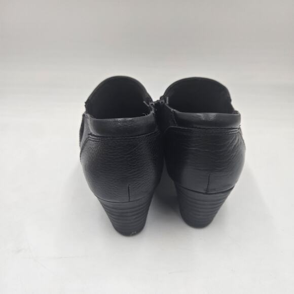 Clarks Collection Valerie 2 May Black Leather Ankle Boot Size 8.5 M Comfort Clog - Picture 4 of 7